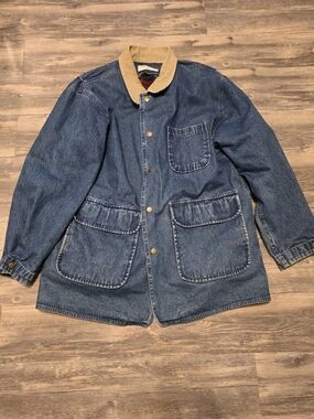 Vintage 90s herringbone denim Women Barn Coat Size L